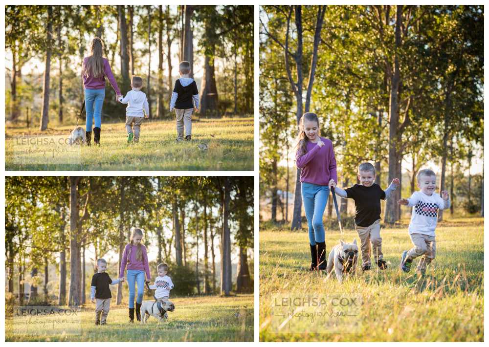 siblings and dog