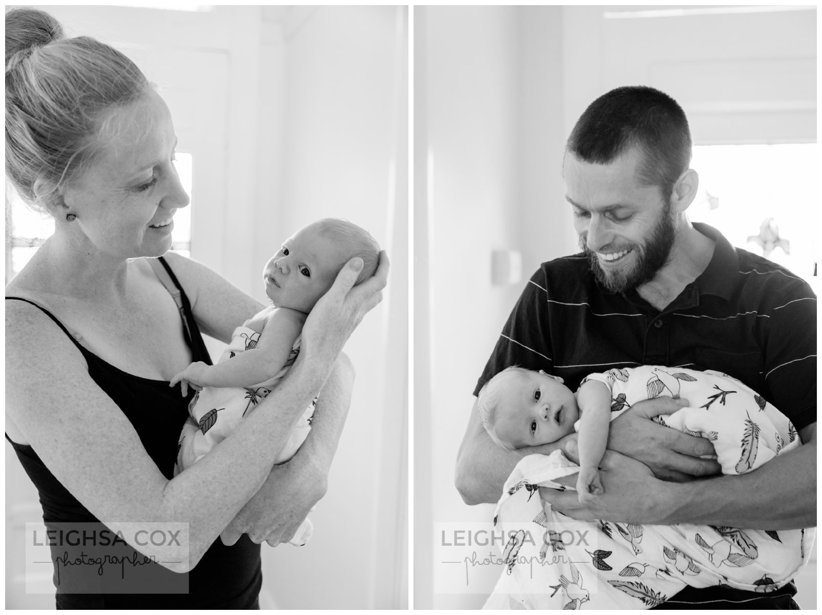 black and white newborn parents