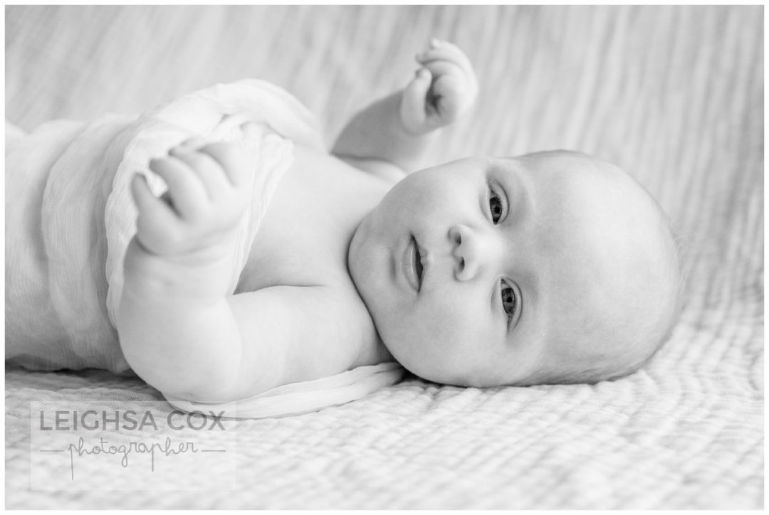 black and white baby portrait