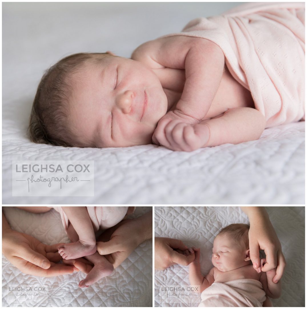 newborn details and smiles