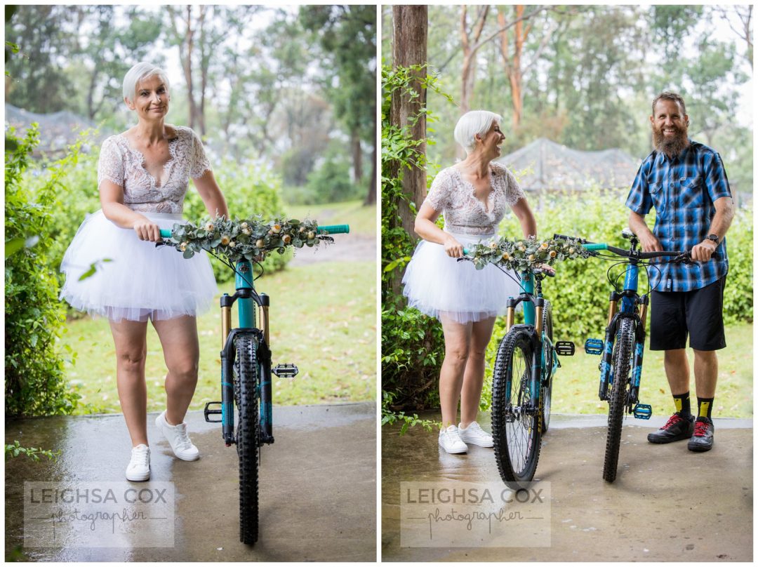 Rainy mountain bike wedding