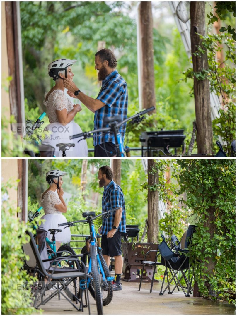 Rainy mountain bike wedding