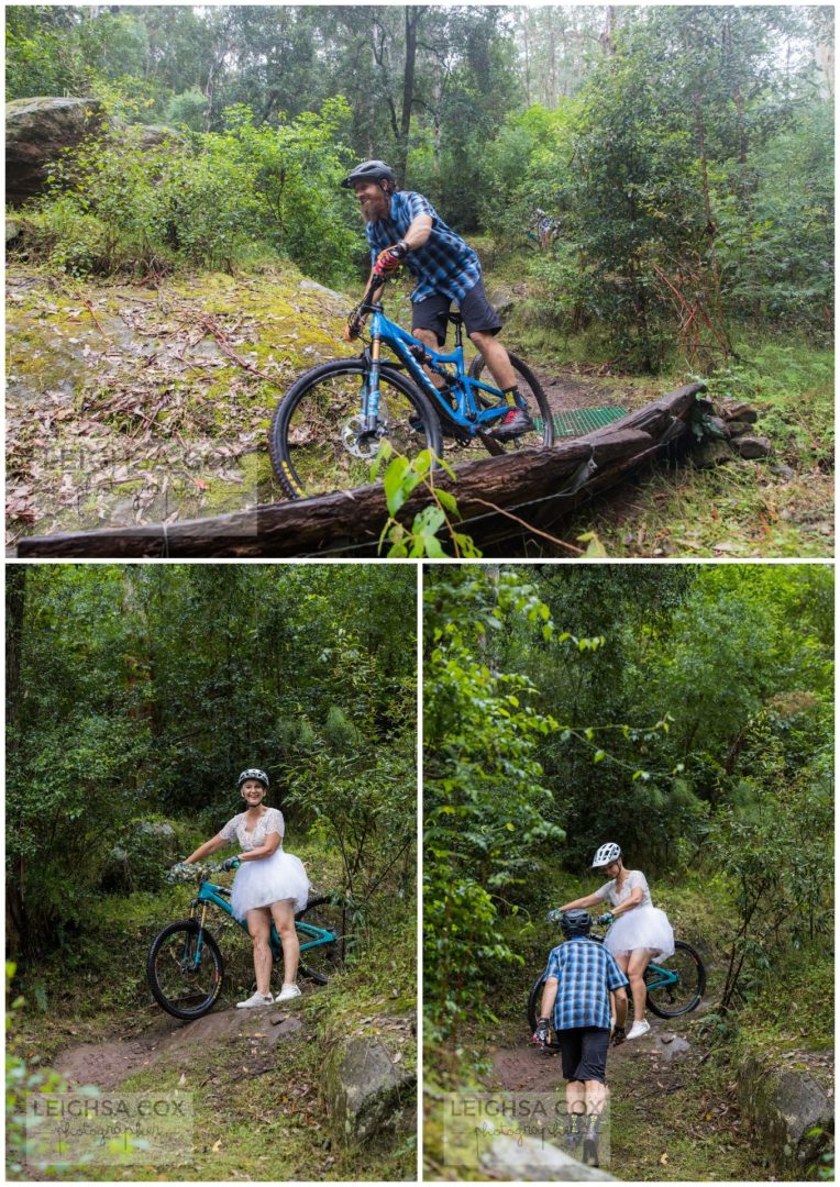 Rainy mountain bike wedding