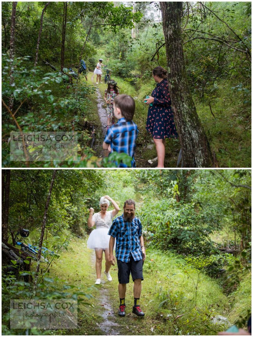 Rainy mountain bike wedding