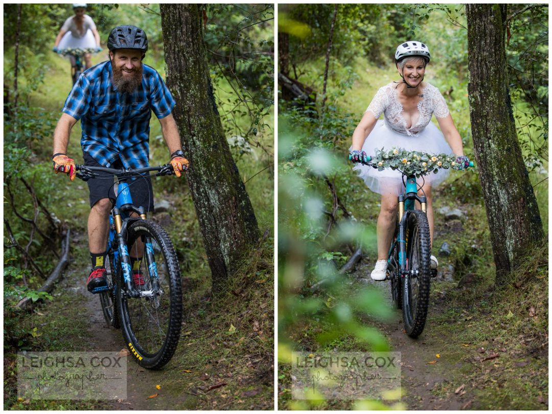 Rainy mountain bike wedding