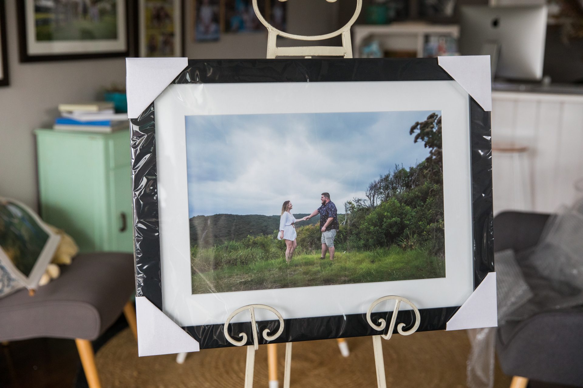 framed bride and groom