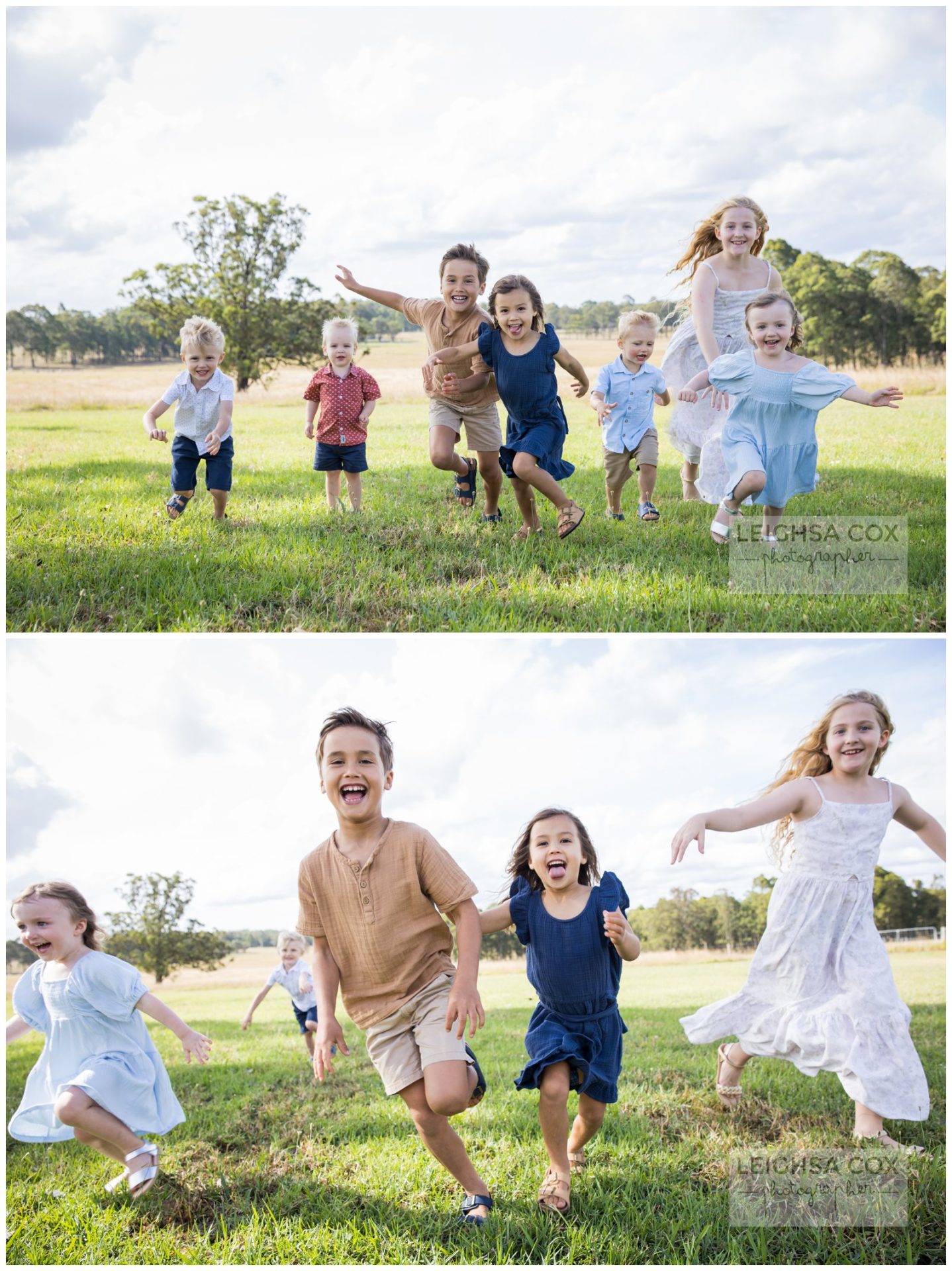 cousins in a field running