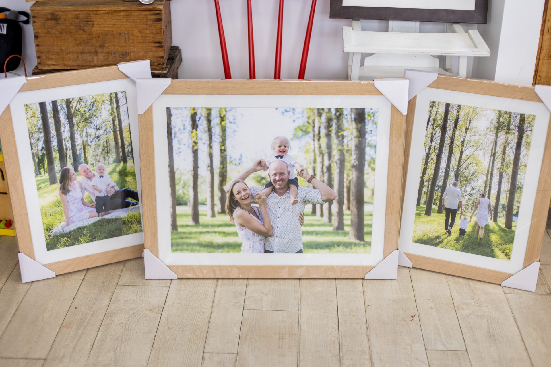 Framed family portraits