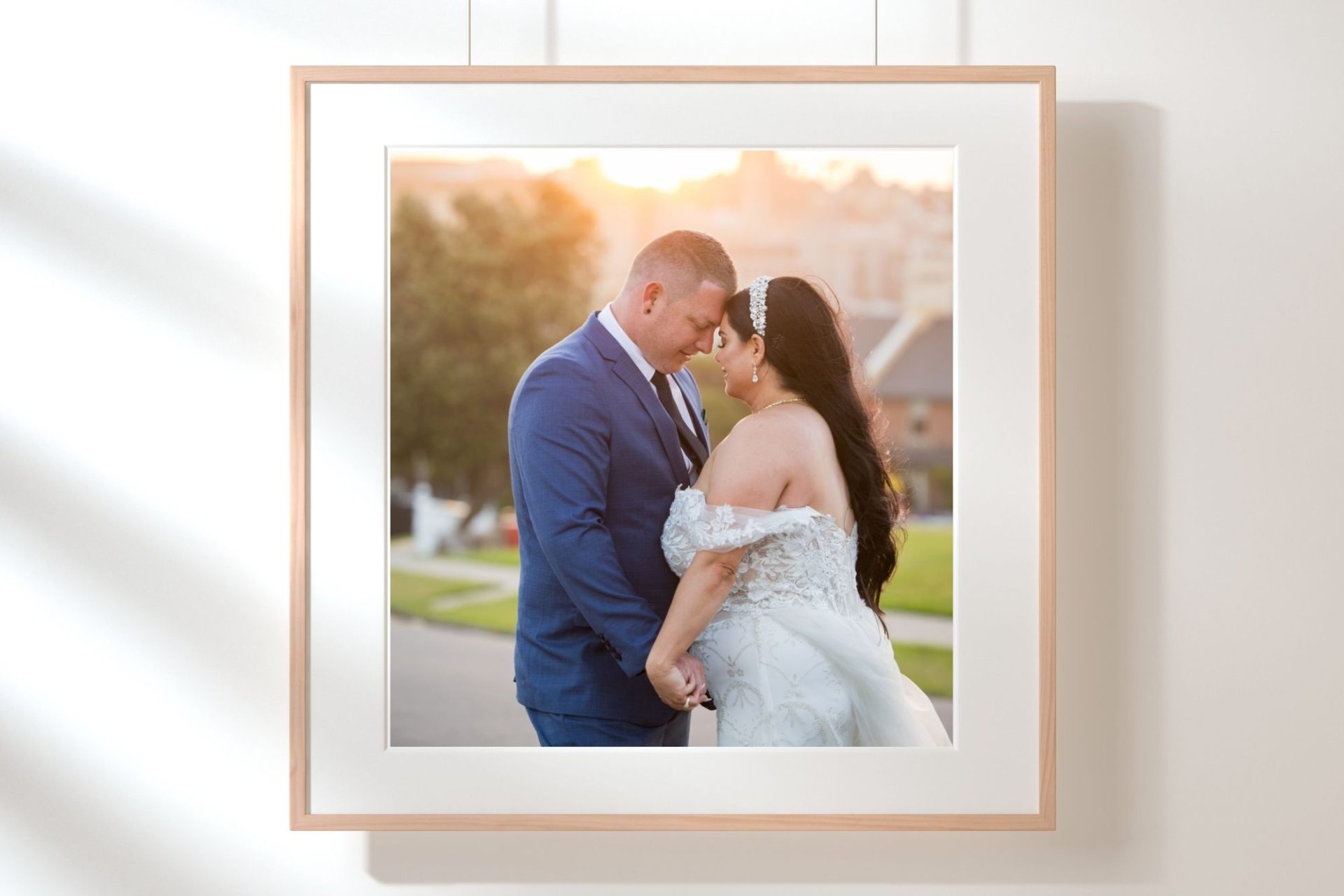 framed bride and groom