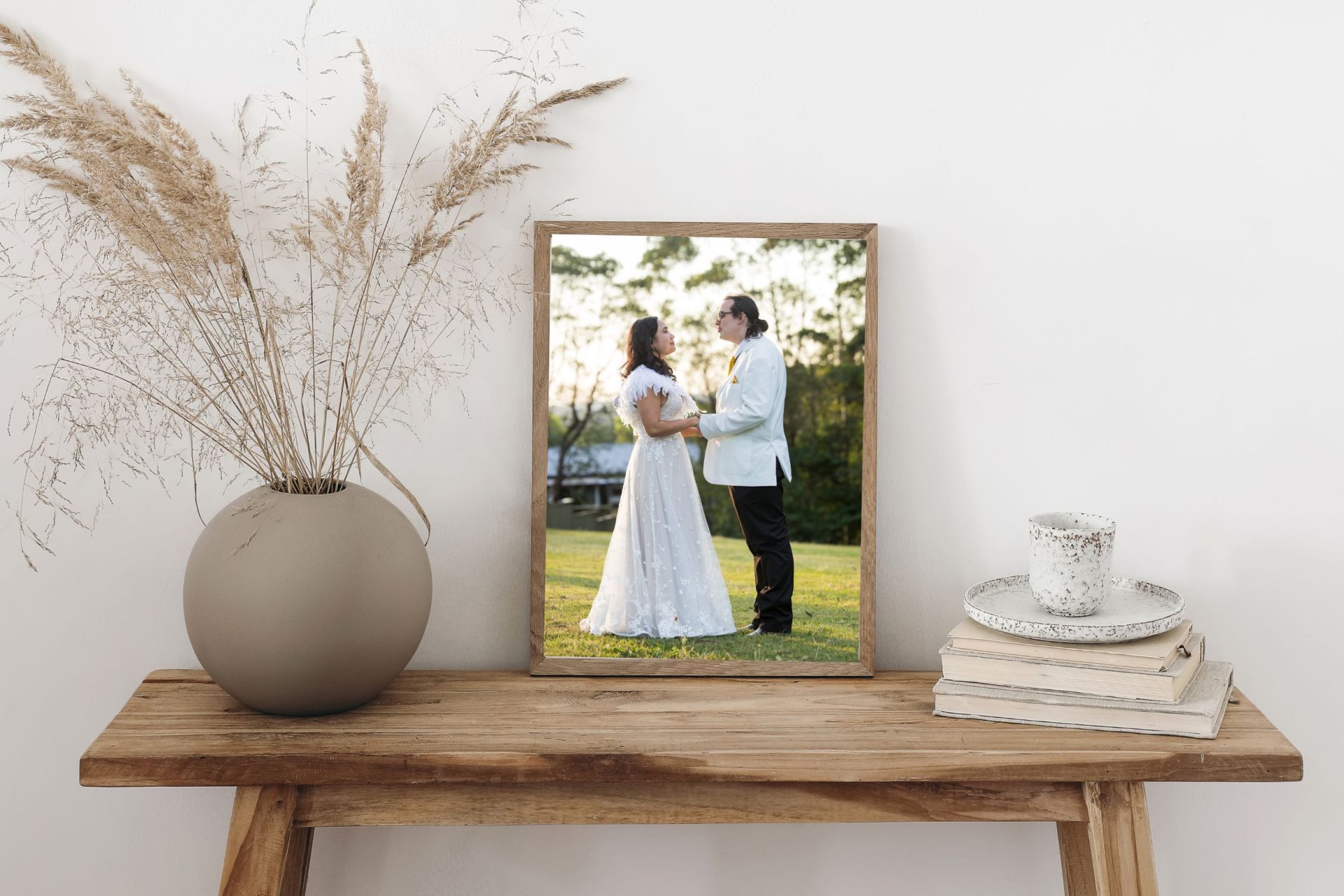 Beautiful framed print of Bride and groom 