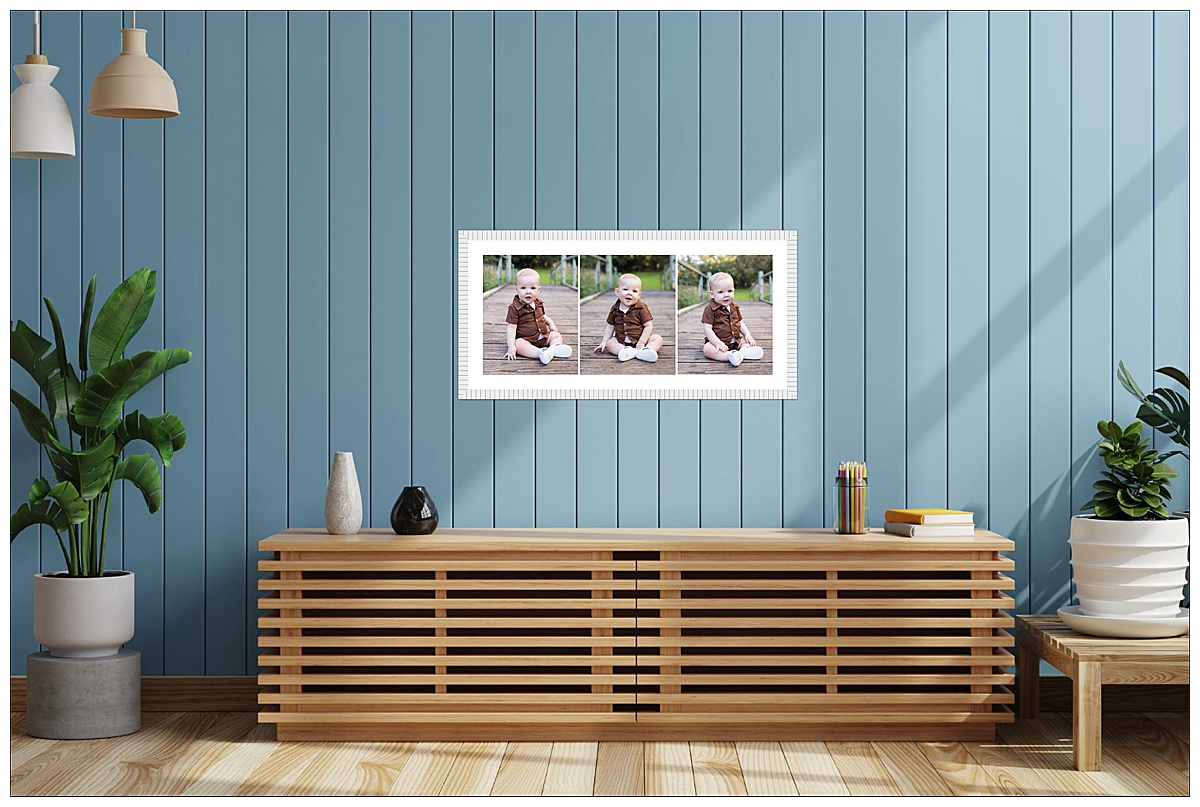 set of three baby photos